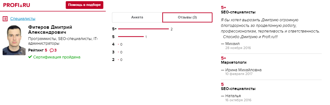 анкета на profi.ru